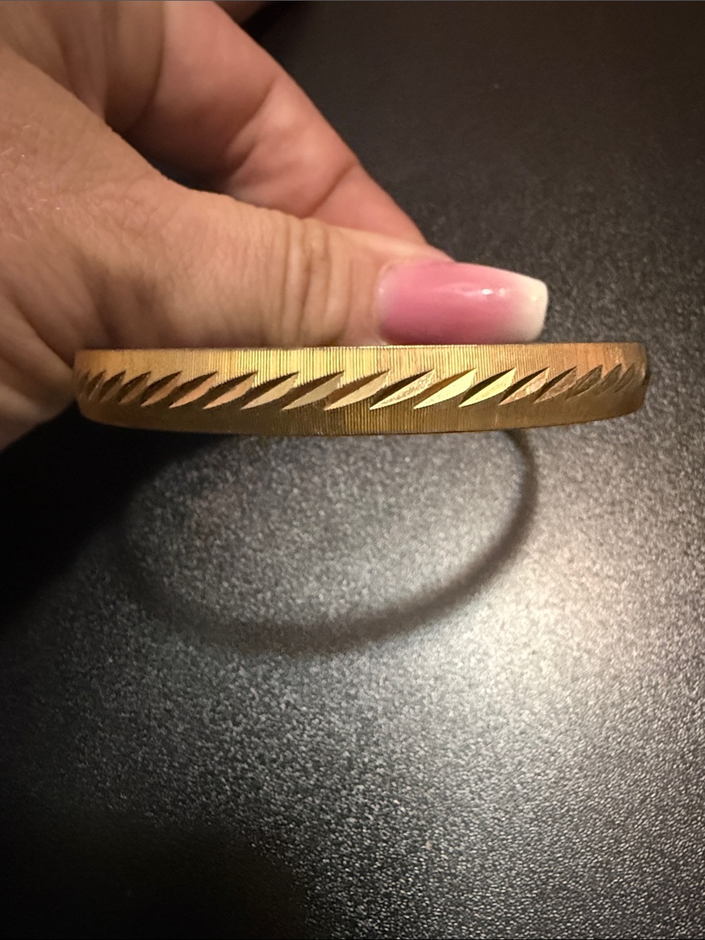 Vintage Monet Gold-Tone Diamond Cut Etched Bangle